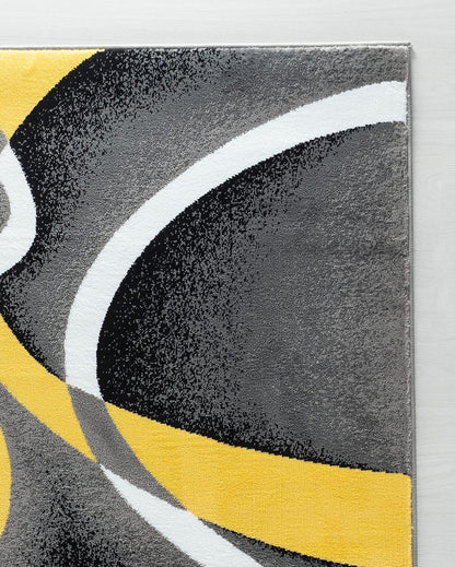 Area Rug Modern 8x10 Yellow Soft Contemporary Floor Carpet for Indoor Living Dining Room and Bedroom Area