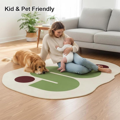 Modern Minimalist Geometric Area Rug 2x3 Abstract Irregular Shaped Rugs for Livingroom Bedroom Dining Room Bright Yellow Cream Art Deco Soft Carpet Nursery Dorm Mats Washable Non Skid Large Rugs
