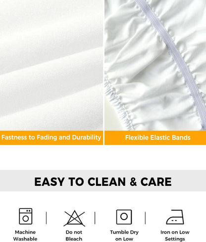 White Flowers Bed Skirt Queen Size 16 Inch Drop, Adjustable Elastic Wrap Around Bed Skirts Easy Fitting Dust Ruffle Bedskirt Bed Frame Cover Elegant Floral Yellow Lemon Fruit