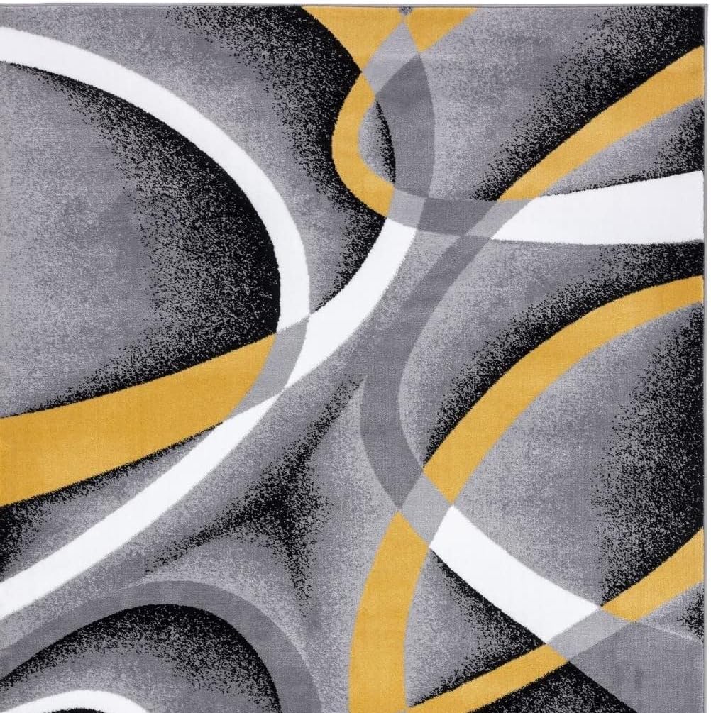 2305 Geometric Abstract Yellow 4x5 Area Rugs for Living Room