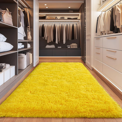 2X6Ft Runner Rug Non-Slip Hallway Rug Bedroom Bedside Carpet Yellow