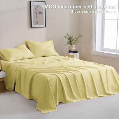 Bedding Twin Sheets Set - Soft Bed Sheets - Cooling Breathable Bedding Set with 16" Deep Pocket (3 Pieces, Twin, Pineapple Yellow)