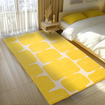 Hand Tufted Modern Yellow Color Abstract Geometric Area Rug for Living Room, Bedroom and Hall.