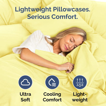 Queen Pillow Cases Set of 4 - Ultra Soft Cozy Pillowcase Covers - Yellow